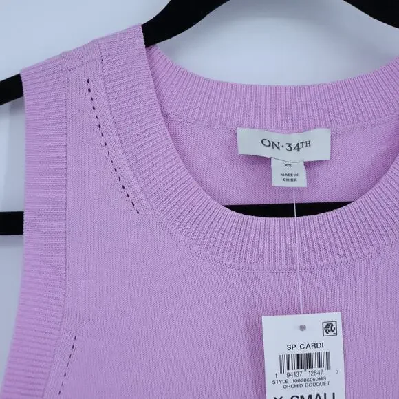 ON 34TH NWT Sleeveless Pullover Sweater Tank Orchid Bouquet Purple Women's XS - Picture 6 of 9